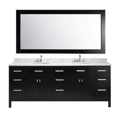 Design Element London 84-inch Double Sink Vanity Set in Espresso