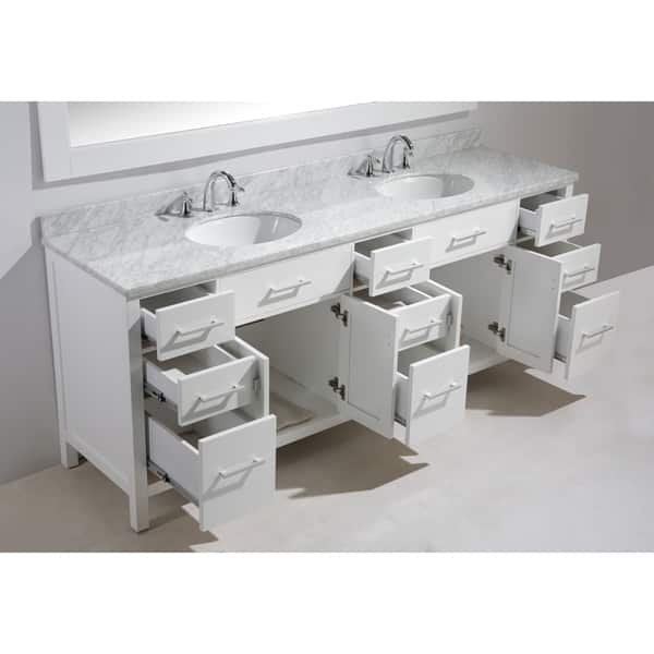 Design Element London 84 Inch Double Sink Vanity Set In White Finish 10521843 Double Sink Vanity Set In White Finish