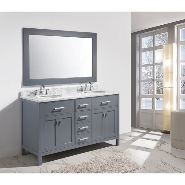 Shop Design Element London 61-inch Double Sink Vanity Set in Grey ...