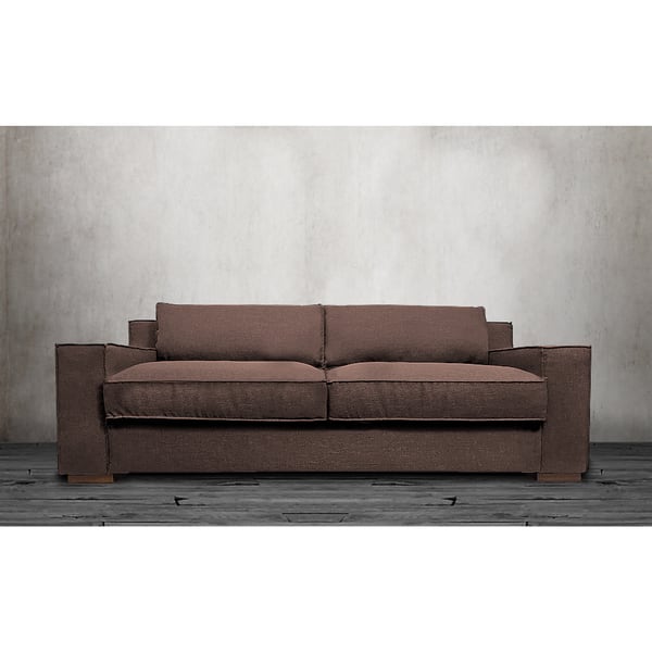 Modern Linen Fabric Sofa With Wide Track Arms And Deep Seat Modern Linen Fabric Sofa With Wide