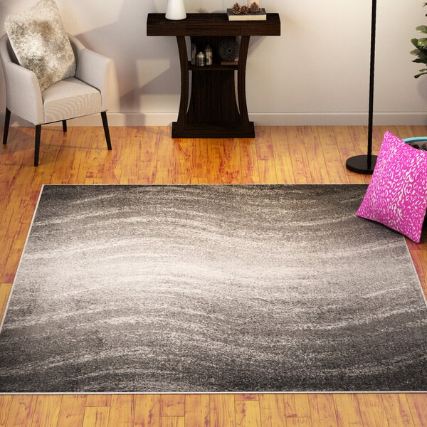 Porch & Den Williamsburg Rodney Contemporary Ombre Waves Grey Area Rug - 7'6 x 9'6