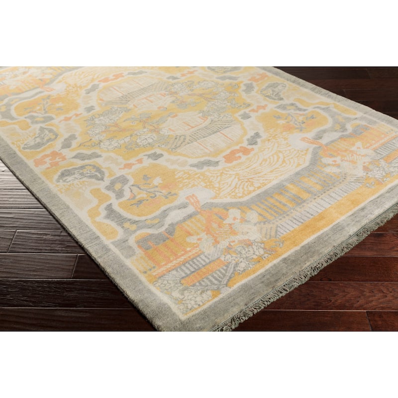 Hand-Knotted Arundel Print Reversible Wool Area Rug