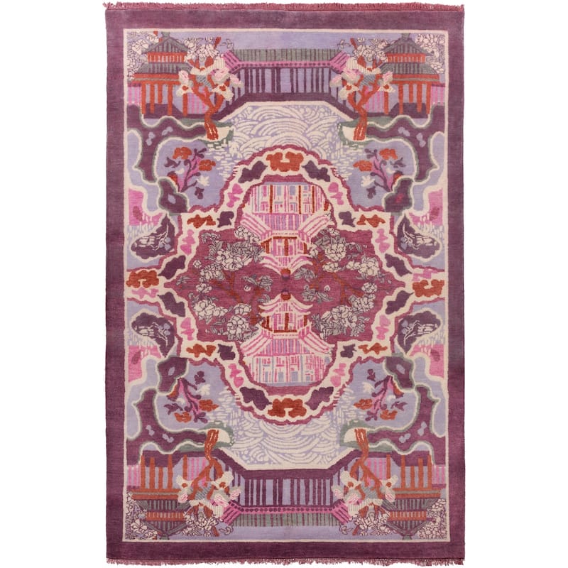 Hand-Knotted Arundel Print Reversible Wool Area Rug