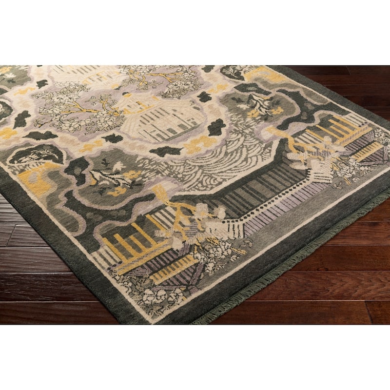 Hand-Knotted Arundel Print Reversible Wool Area Rug