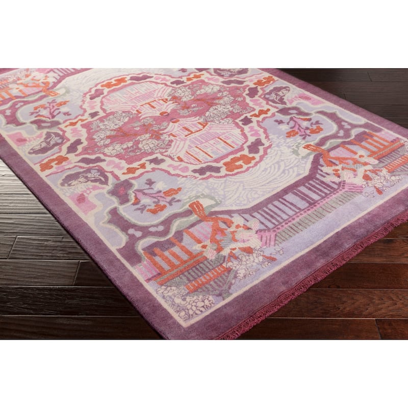 Hand-Knotted Arundel Print Reversible Wool Area Rug