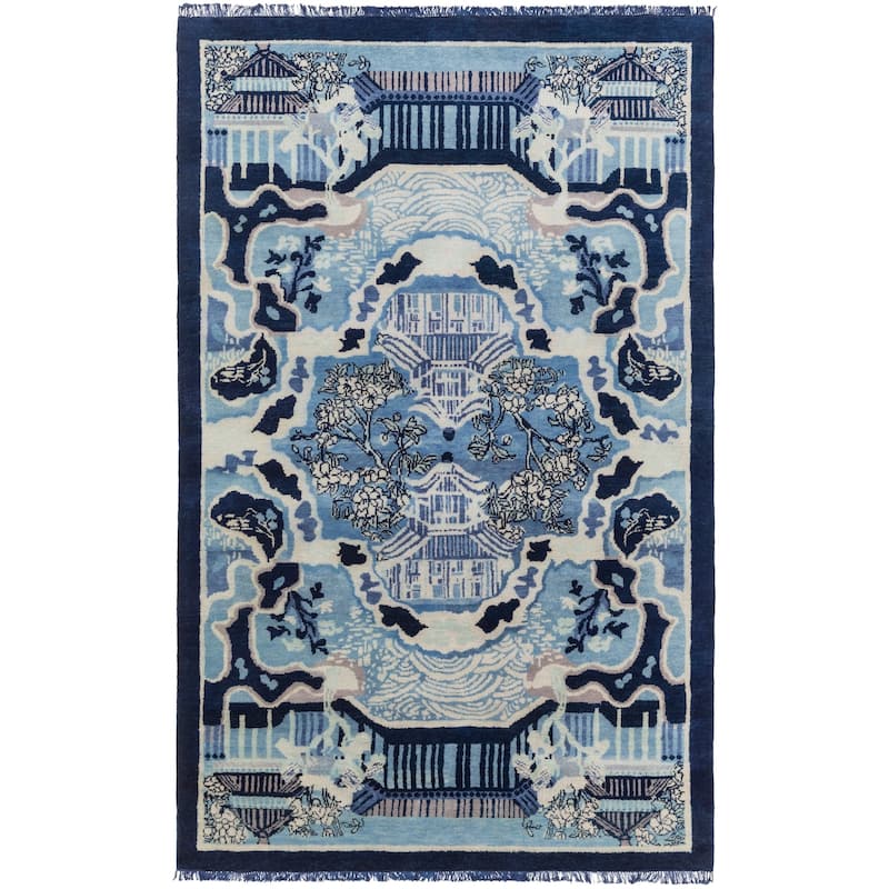 Hand-Knotted Arundel Print Reversible Wool Area Rug