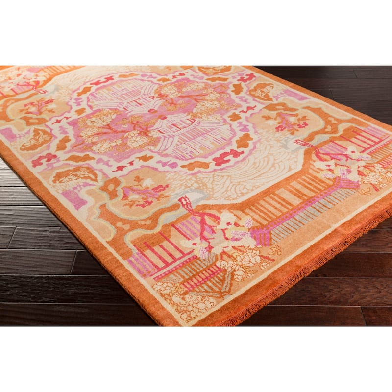 Hand-Knotted Arundel Print Reversible Wool Area Rug