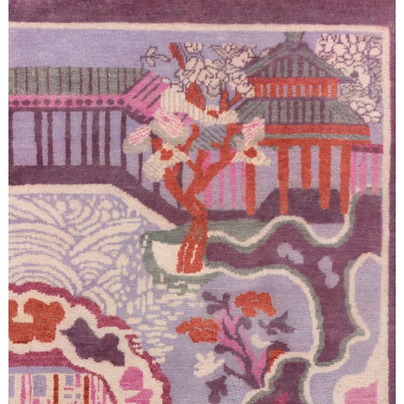 Hand-Knotted Arundel Print Reversible Wool Area Rug