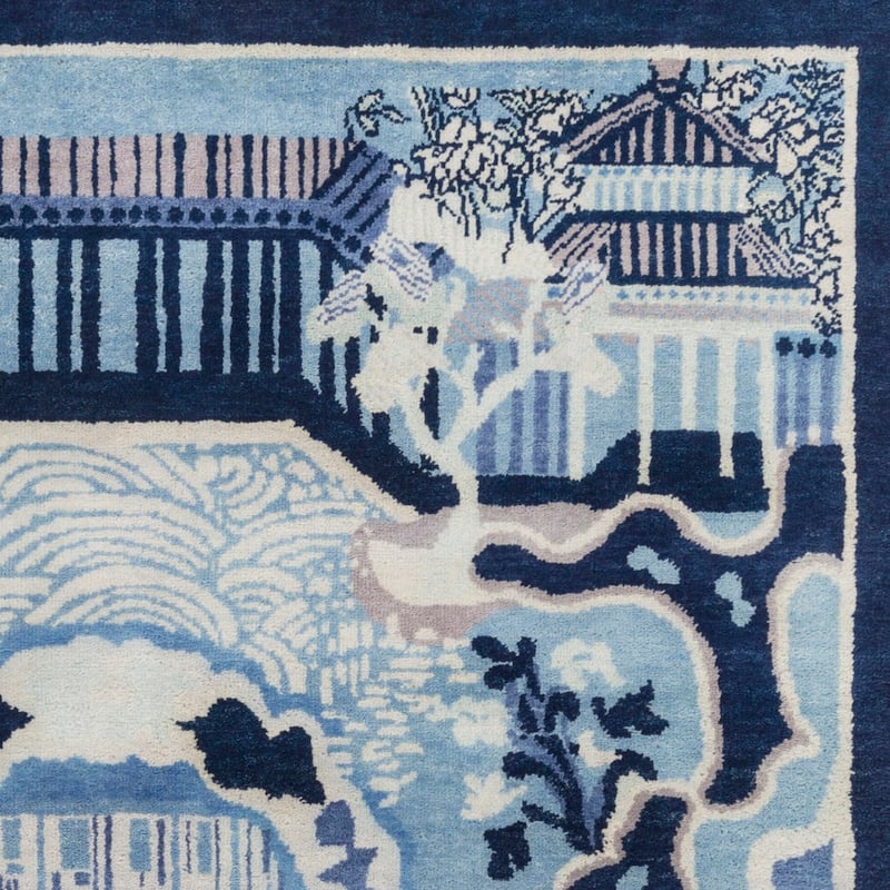 Hand-Knotted Arundel Print Reversible Wool Area Rug