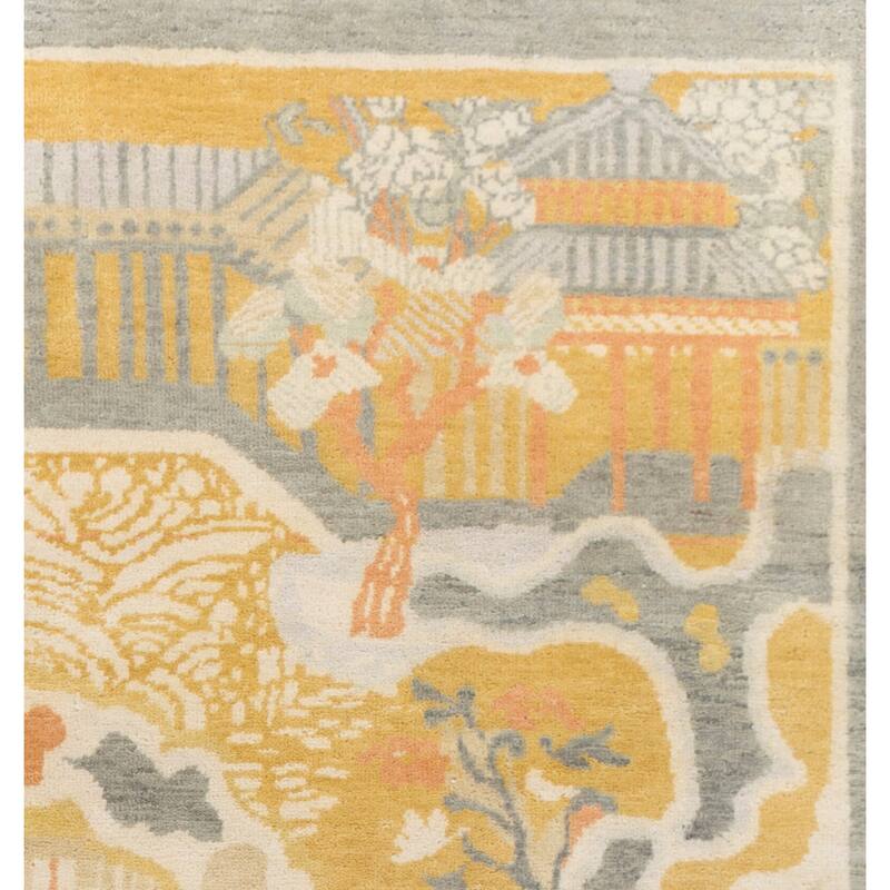 Hand-Knotted Arundel Print Reversible Wool Area Rug