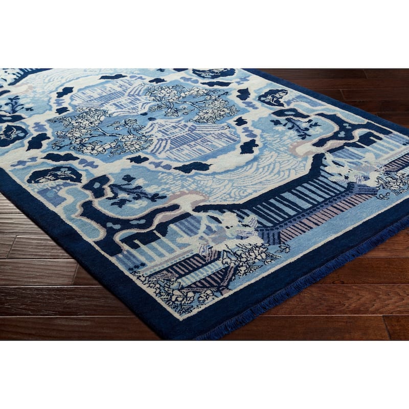 Hand-Knotted Arundel Print Reversible Wool Area Rug