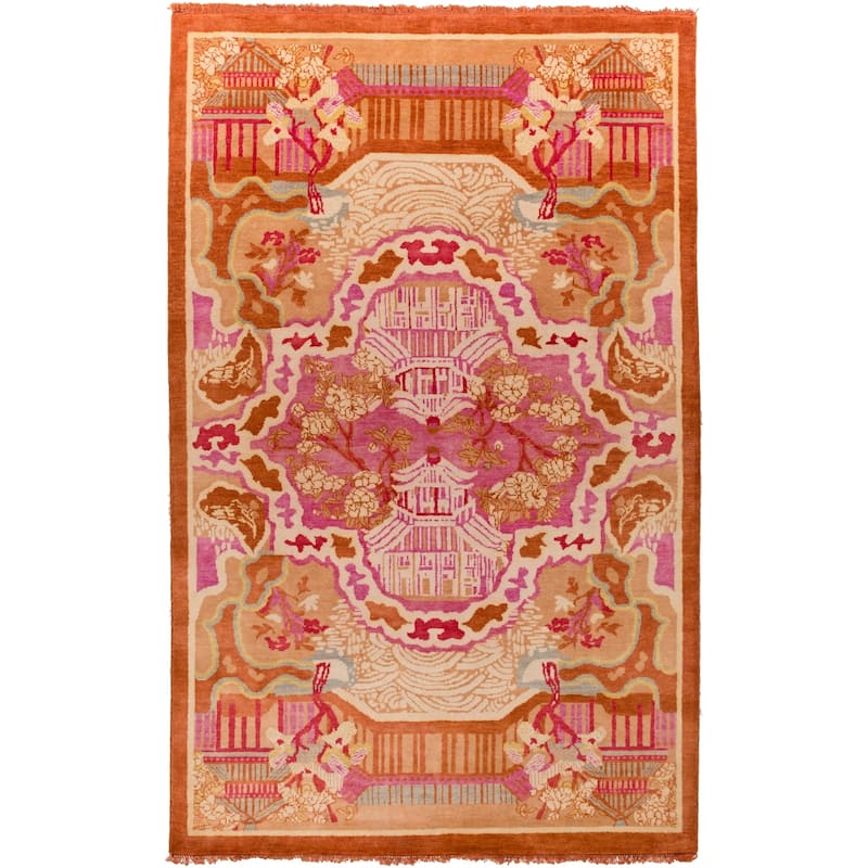 Hand-Knotted Arundel Print Reversible Wool Area Rug