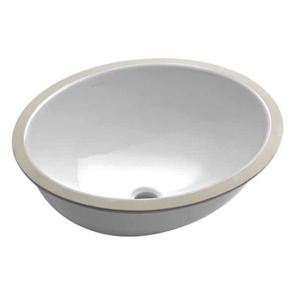 slide 2 of 2, Kohler Caxton® Oval 17" X 14" Undermount Bathroom Sink with Center Drain, Glazed Underside White (K-2205-G-0)