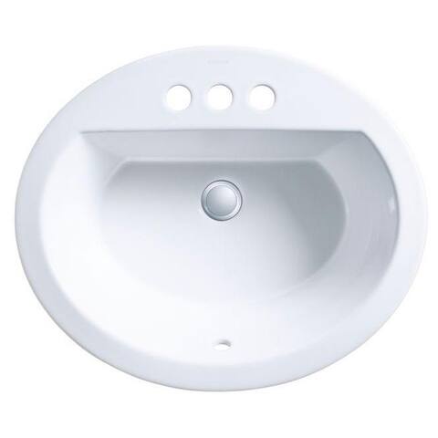 Kohler Bryant® Round Round Drop-In Bathroom Sink with 4" Centerset Faucet Holes White (K-2714-4-0)