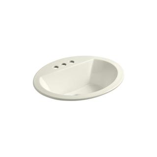 Kohler Bryant® Oval Drop-In Bathroom Sink with 4" Centerset Faucet Holes Biscuit (K-2699-4-96)