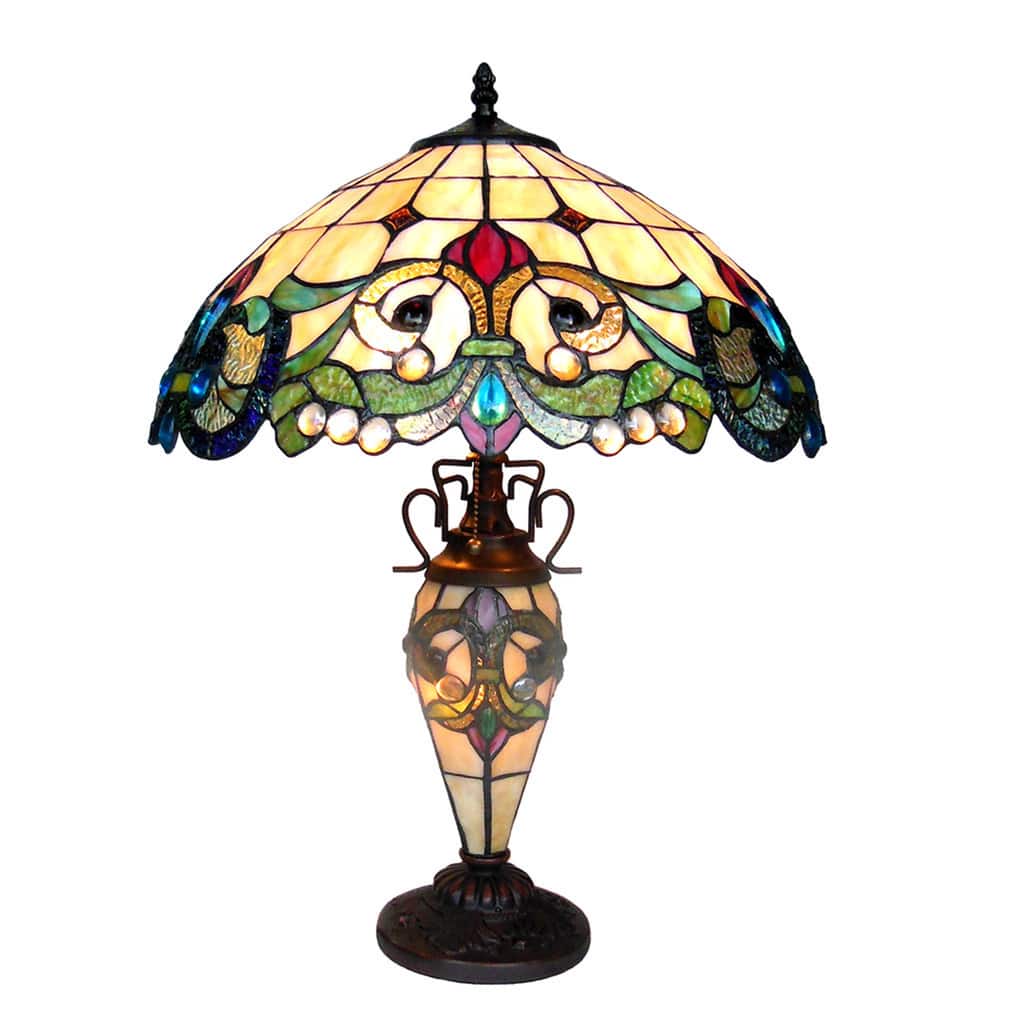 Tiffany Style Victorian Design 2+1-light Antique Bronze Table Lamp