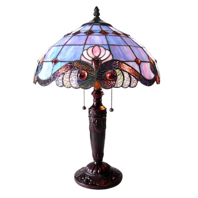 Tiffany Style Victorian Design 2-light Antique Bronze Table Lamp