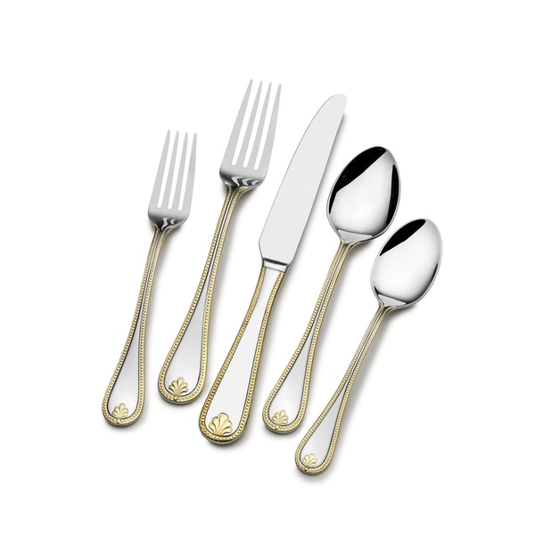 Shop St. James Kings Gold Accent Bead Flatware 18/10 Stainless Steel 65