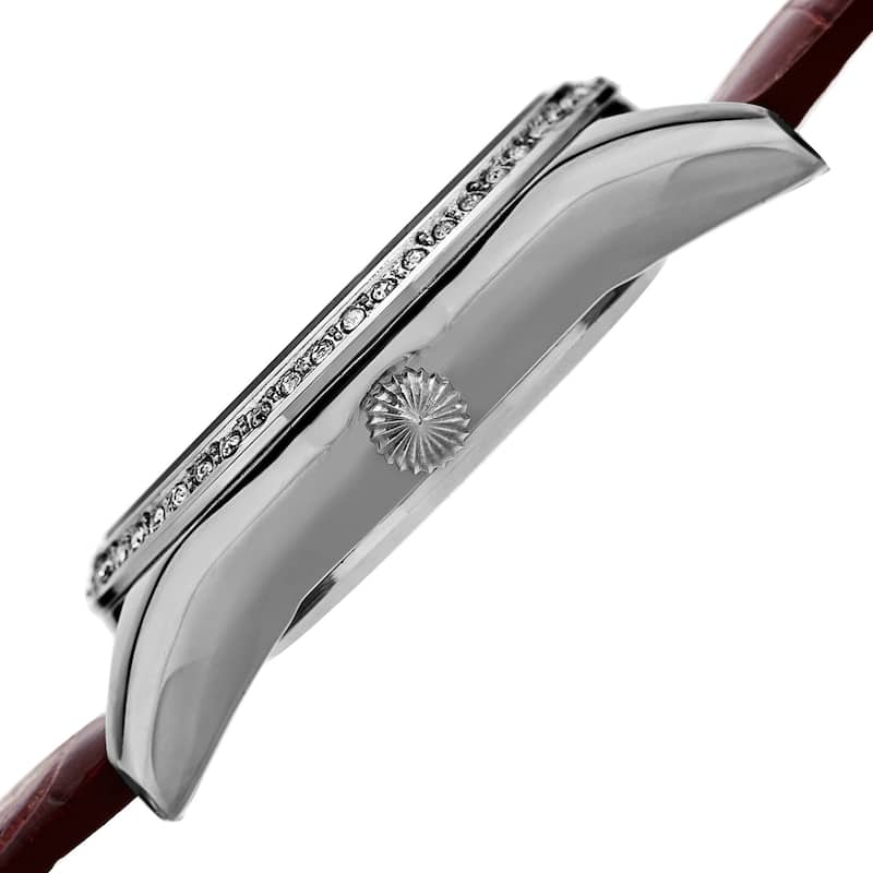 Akribos XXIV Women's Quartz Swarovski Crystal Leather Red Bracelet Watch