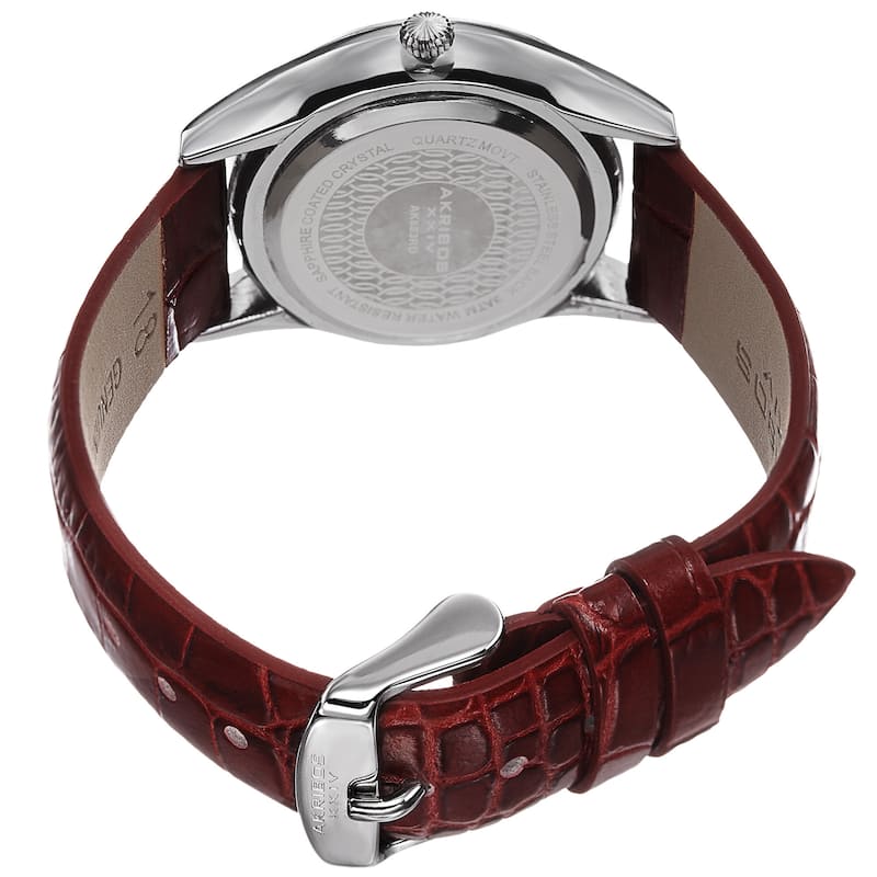 Akribos XXIV Women's Quartz Swarovski Crystal Leather Red Bracelet Watch