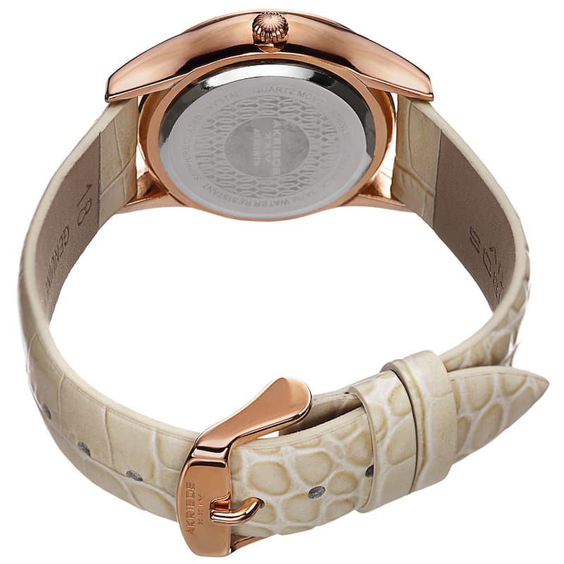Akribos XXIV Women's Quartz Swarovski Crystal Leather White Bracelet Watch