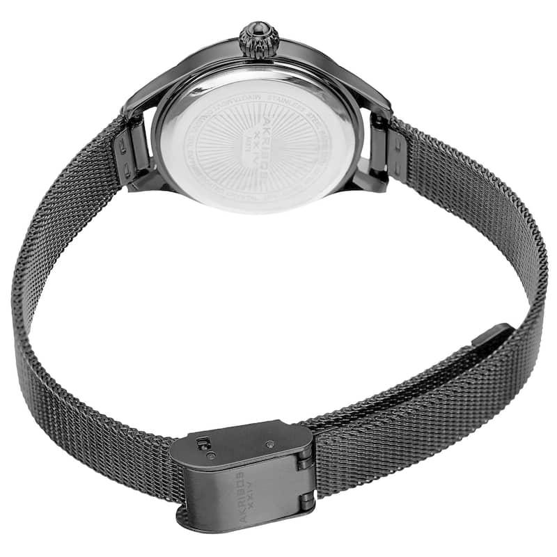 Akribos XXIV Women's Quartz Diamond Stainless Steel Black Bracelet Watch