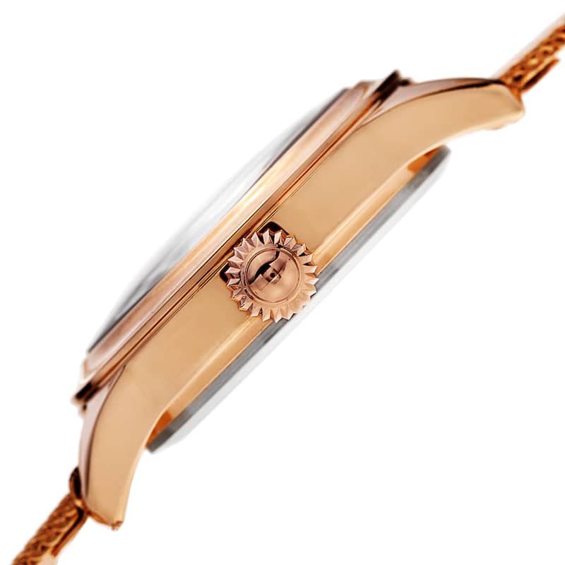 Akribos XXIV Women's Quartz Diamond Stainless Steel Rose-Tone Bracelet Watch - Gold