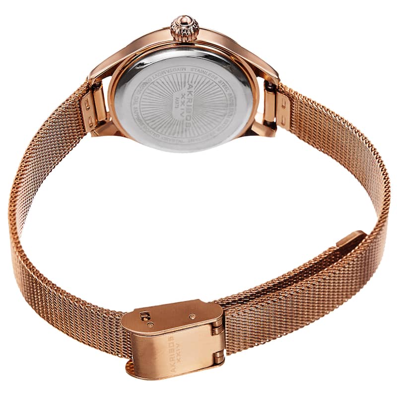 Akribos XXIV Women's Quartz Diamond Stainless Steel Rose-Tone Bracelet Watch - Gold