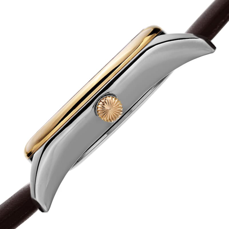 Akribos XXIV Women's Quartz Diamond Leather Brown Strap Watch