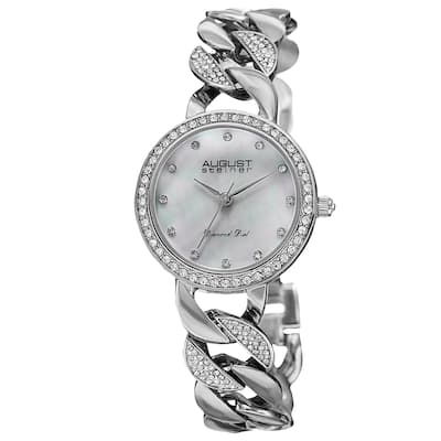August Steiner Women's Quartz Diamond Alloy Silver-Tone Bracelet Watch - silver
