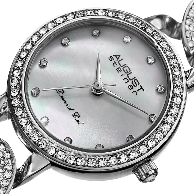 August Steiner Women's Quartz Diamond Alloy Silver-Tone Bracelet Watch - silver