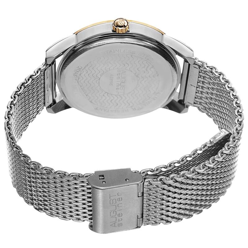 August Steiner Men's Quartz Stainless Steel Mesh Silver-Tone Bracelet Watch - silver