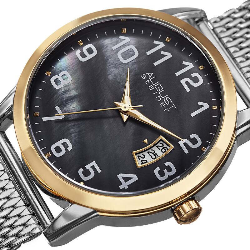 August Steiner Men's Quartz Stainless Steel Mesh Silver-Tone Bracelet Watch - silver