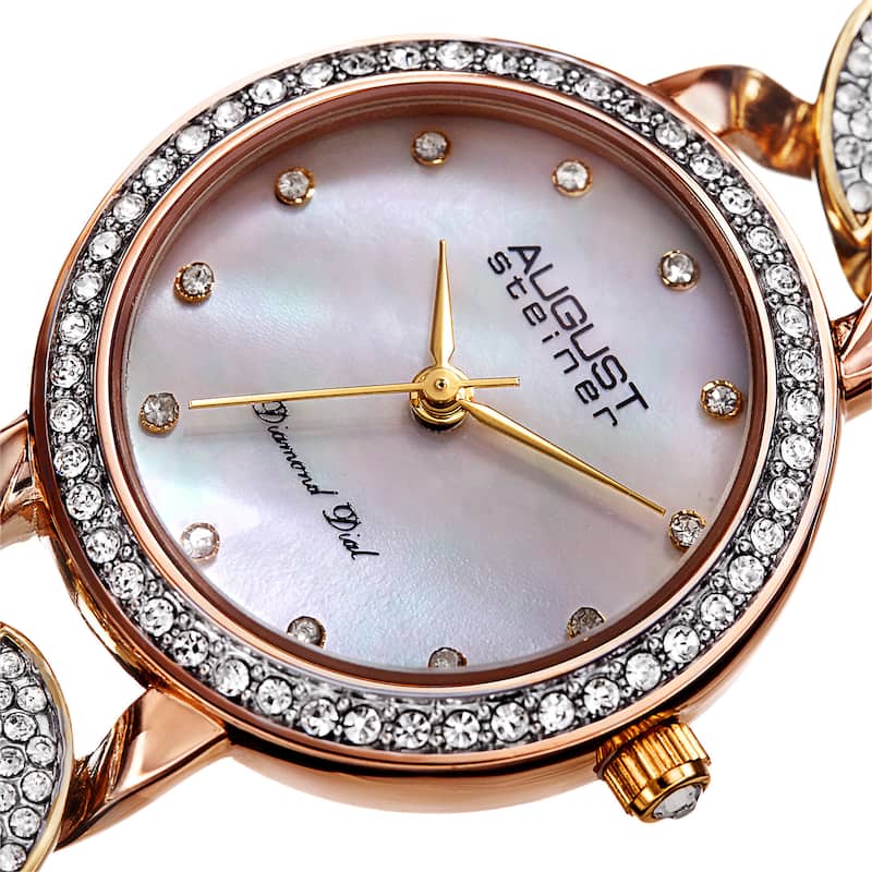 August Steiner Women's Quartz Diamond Alloy Bracelet Watch - Gold
