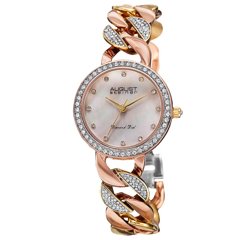 August Steiner Women's Quartz Diamond Alloy Bracelet Watch - Gold