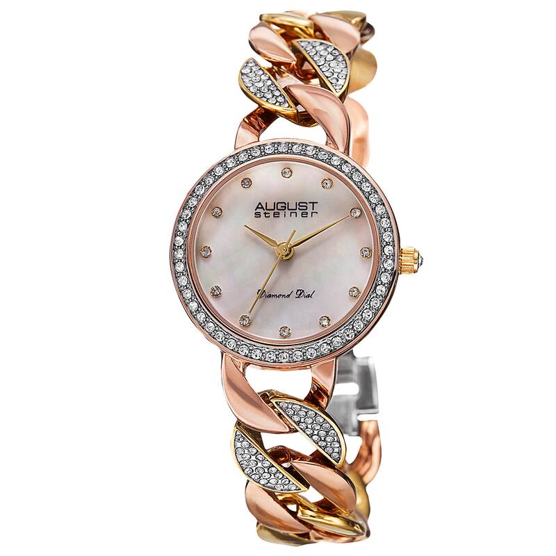 August Steiner Women's Quartz Diamond Alloy Bracelet Watch - Gold