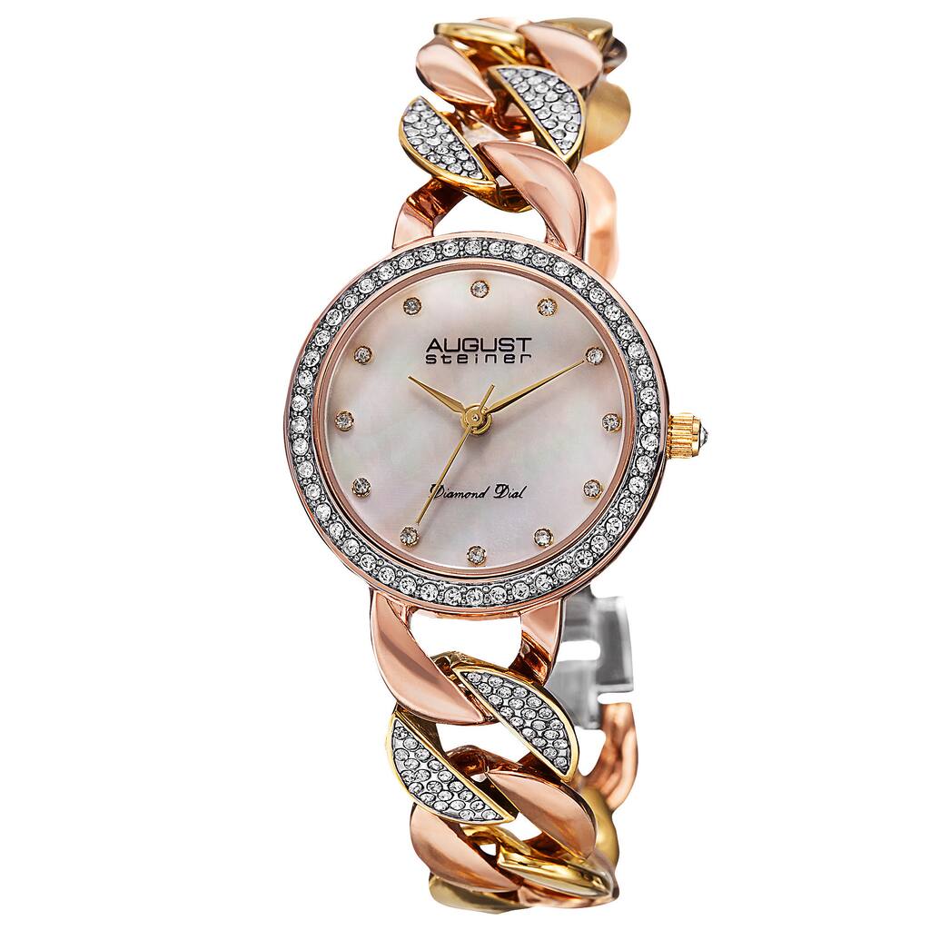 August Steiner Women's Quartz Diamond Alloy Bracelet Watch - Gold