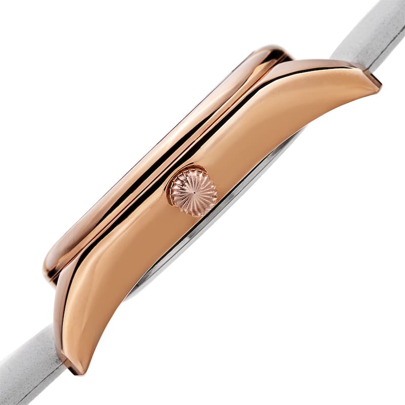 Akribos XXIV Women's Quartz Diamond Leather White Strap Watch