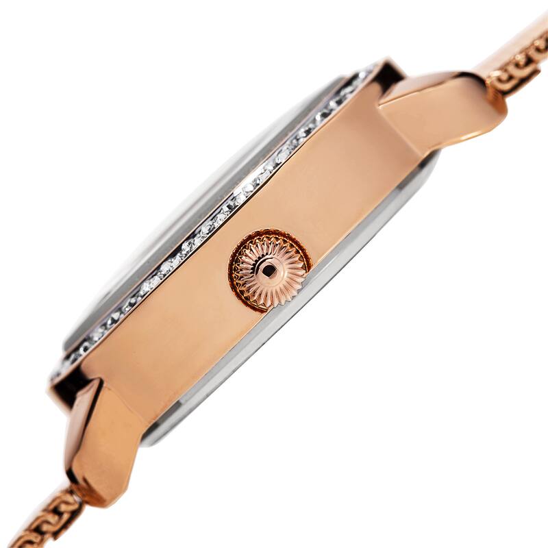 August Steiner Women's Quartz Swarovski Crystals Stainless Steel Rose-Tone Bracelet Watch - Gold
