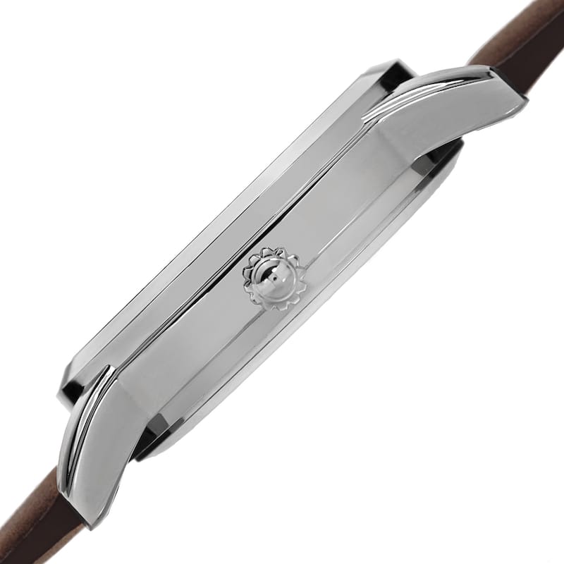 August Steiner Women's Quartz Diamond Leather Brown Strap Watch