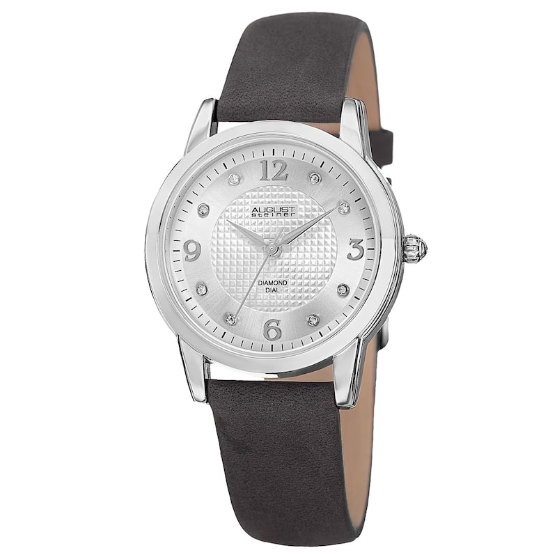 August Steiner Women's Quartz Diamond Leather Strap Watch
