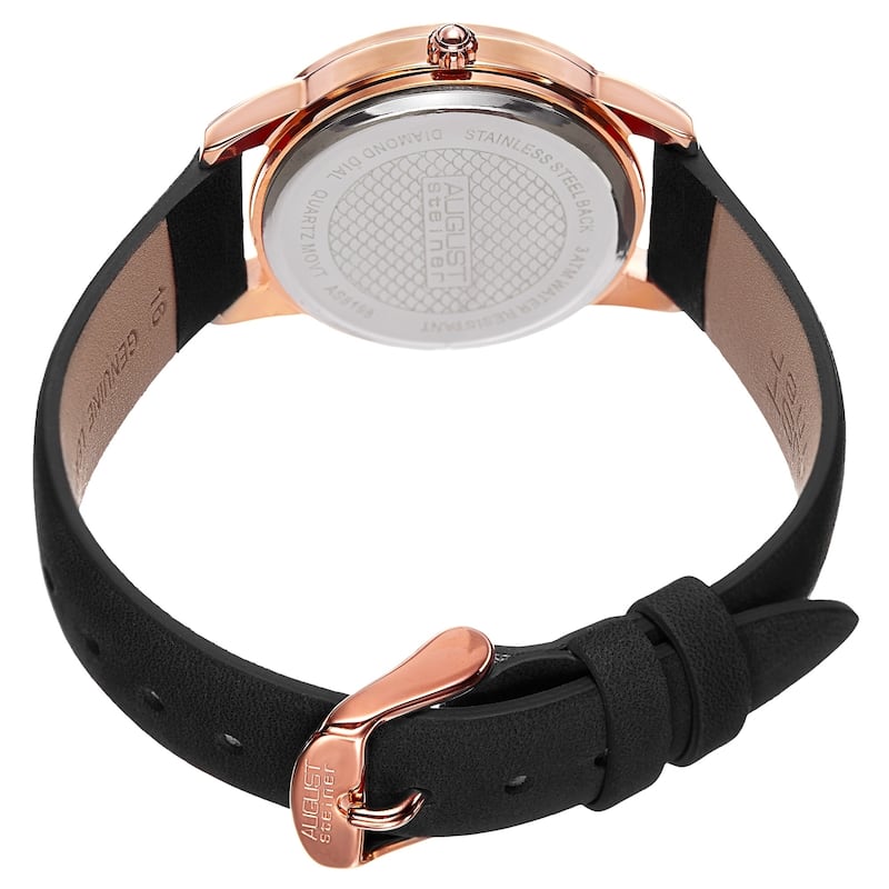 August Steiner Women's Quartz Diamond Leather Strap Watch