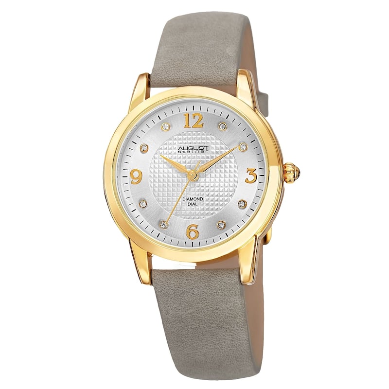 August Steiner Women's Quartz Diamond Leather Strap Watch