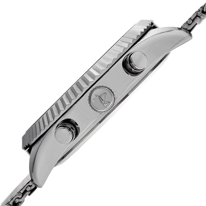 August Steiner Men's Swiss Quartz Multifunction Dual Time Stainless Steel Red Bracelet Watch