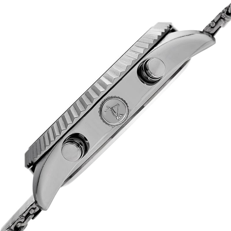 August Steiner Men's Swiss Quartz Multifunction Dual Time Stainless Steel Orange Bracelet Watch