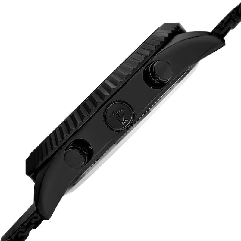 August Steiner Men's Swiss Quartz Multifunction Dual Time Stainless Steel Black Bracelet Watch