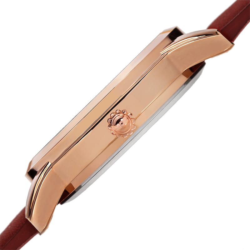 August Steiner Women's Quartz Diamond Leather Red Strap Watch