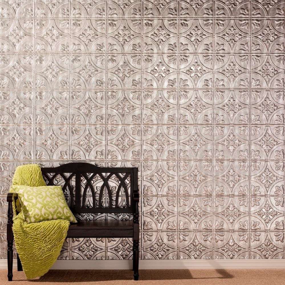 FASÄDE Traditional 2 4-foot x 8-foot PVC Wall Panel in Crosshatch Silver