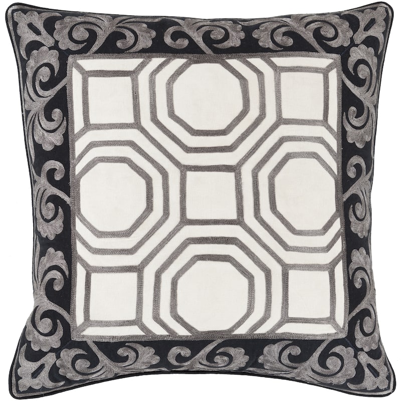 Kirsten Geometric Feather Down Filled or Poly Filled 18-inch Throw Pillow