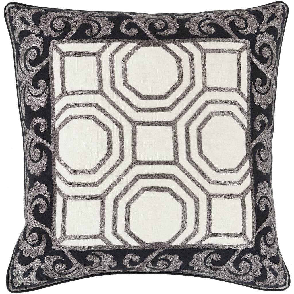 Kirsten Geometric Feather Down Filled or Poly Filled 18-inch Throw Pillow